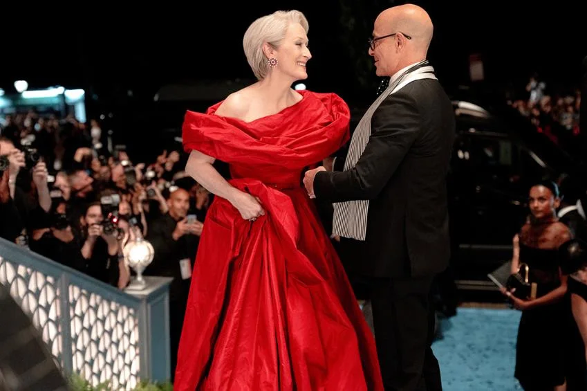 Meryl Streep as Miranda Priestly and Stanley Tucci as Nigel Kipling in 20th Century Studios' The Devil Wears Prada 2. Source: 20th Century Studios