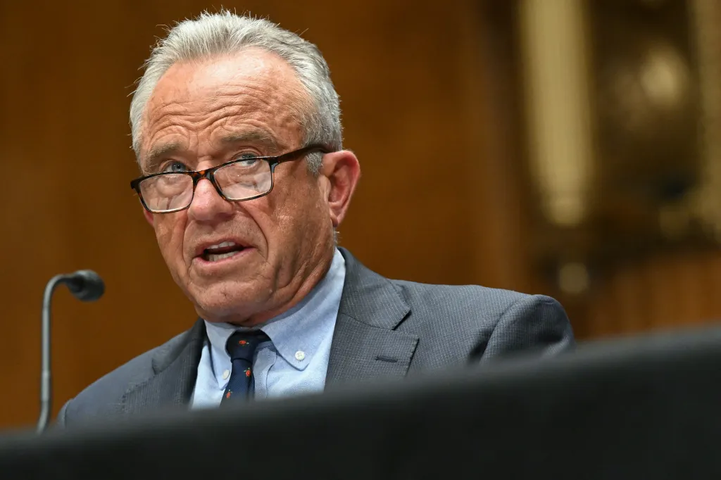 US Secretary of Health and Human Services Robert F. Kennedy Jr. testifying at a Senate committee hearing.