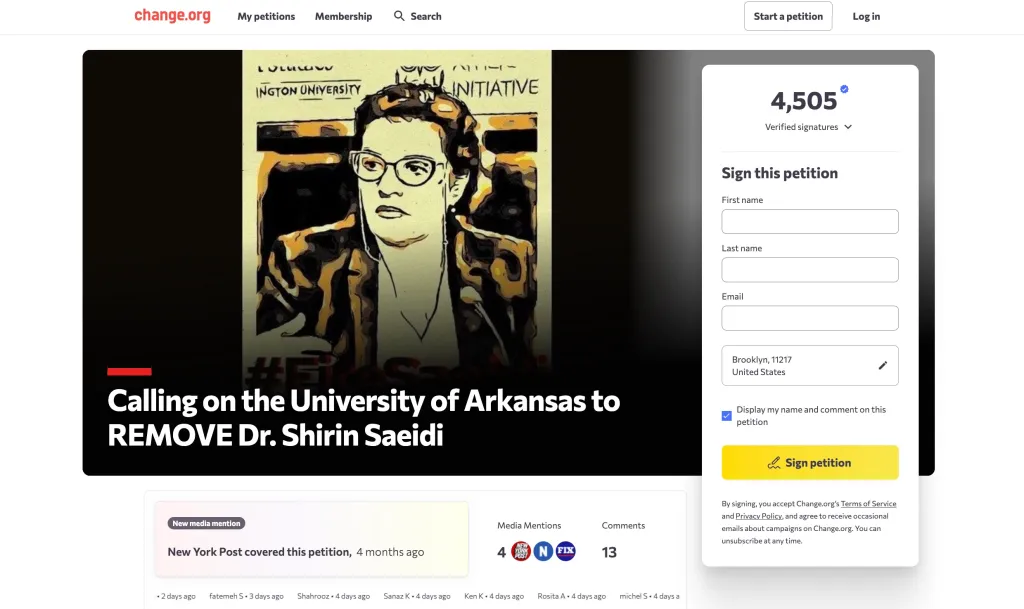 Illustration of Shirin Saeidi, a professor at the University of Arkansas.