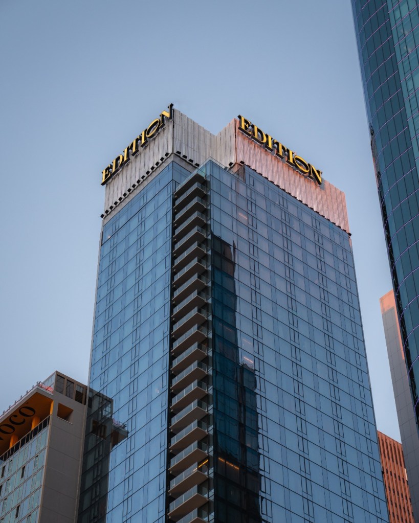 The Times Square EDITION Hotel skyscraper.