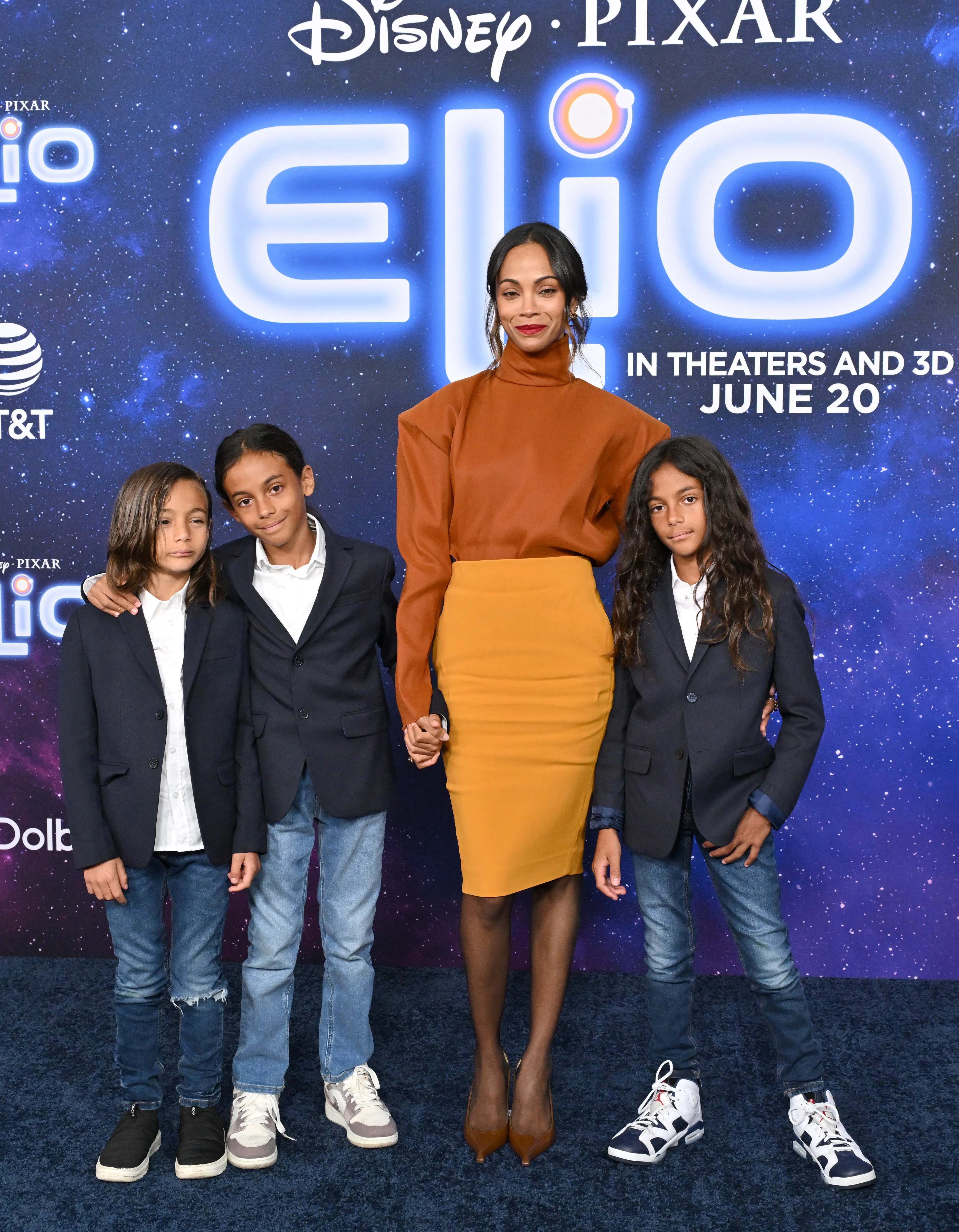Zoe Saldaña and sons Cy, Bowie and Zen.
