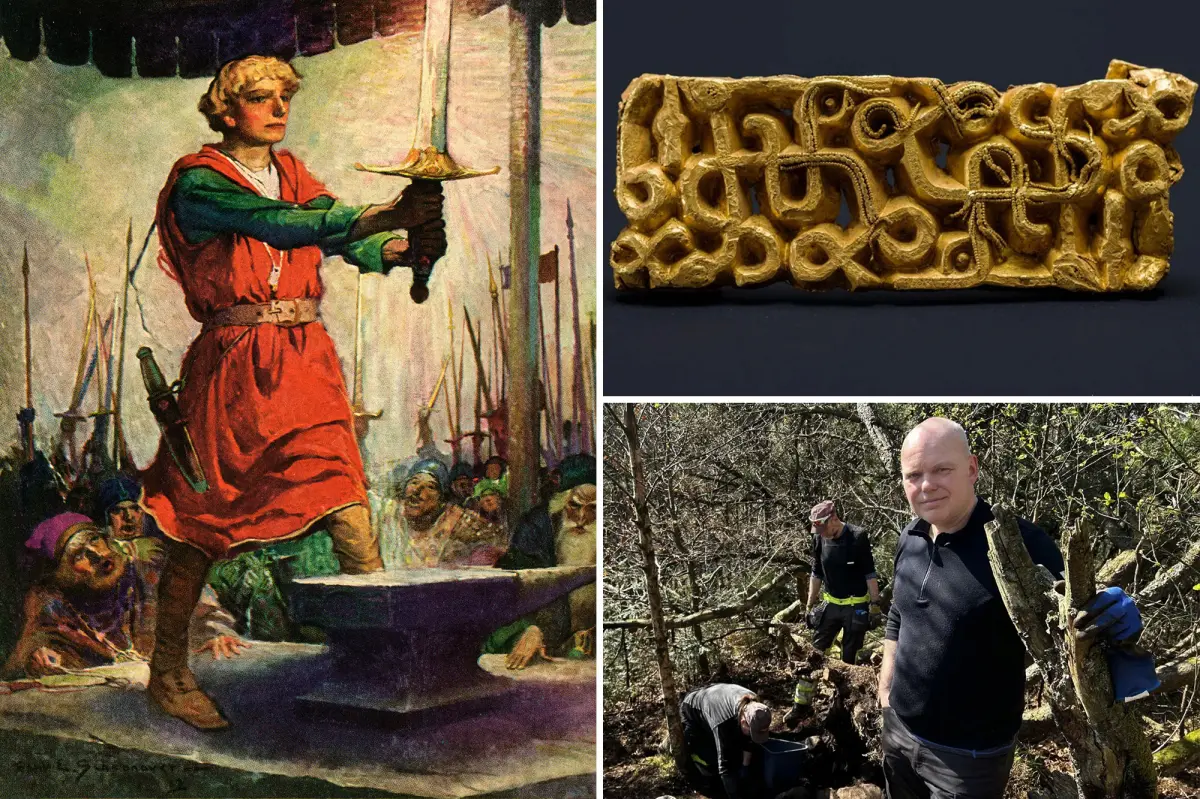 Hiker uncovers 1,500-year-old gold sword relic similar to Excalibur hidden under tree