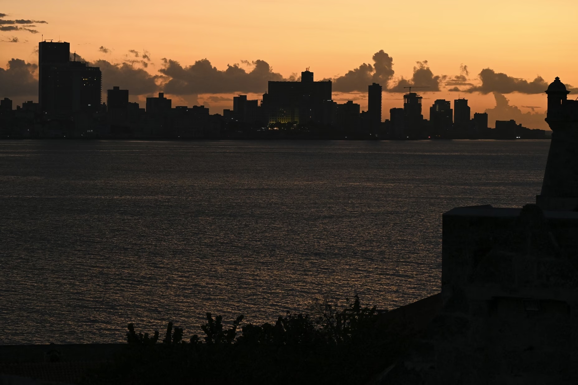 Buildings seen from Morro Castle during a blackout in Havana in March