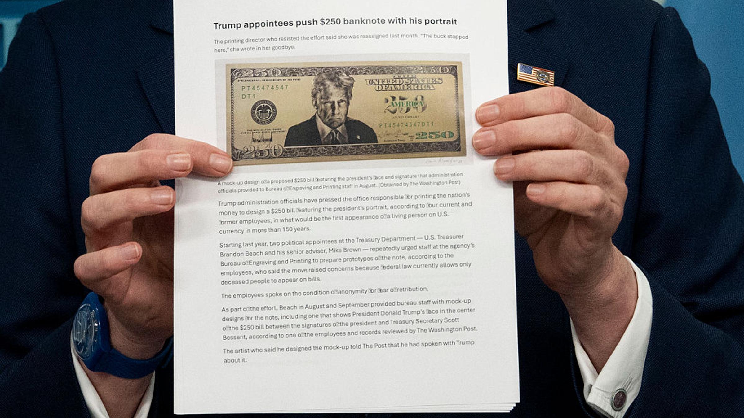 Treasury Prepares to Put Trump on a $250 Bill—if Congress Allows It