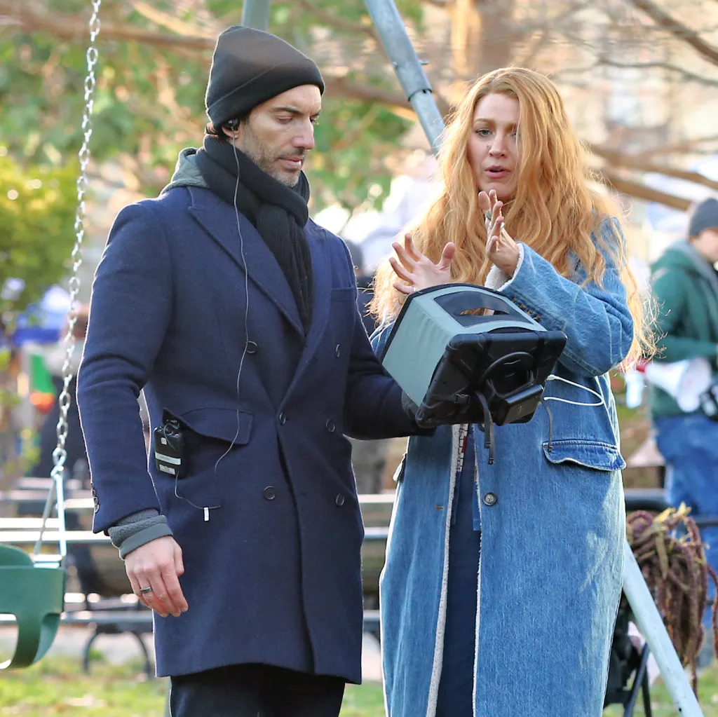 Blake Lively and Justin Baldoni in a heated discussion on the set of "It Ends With Us."