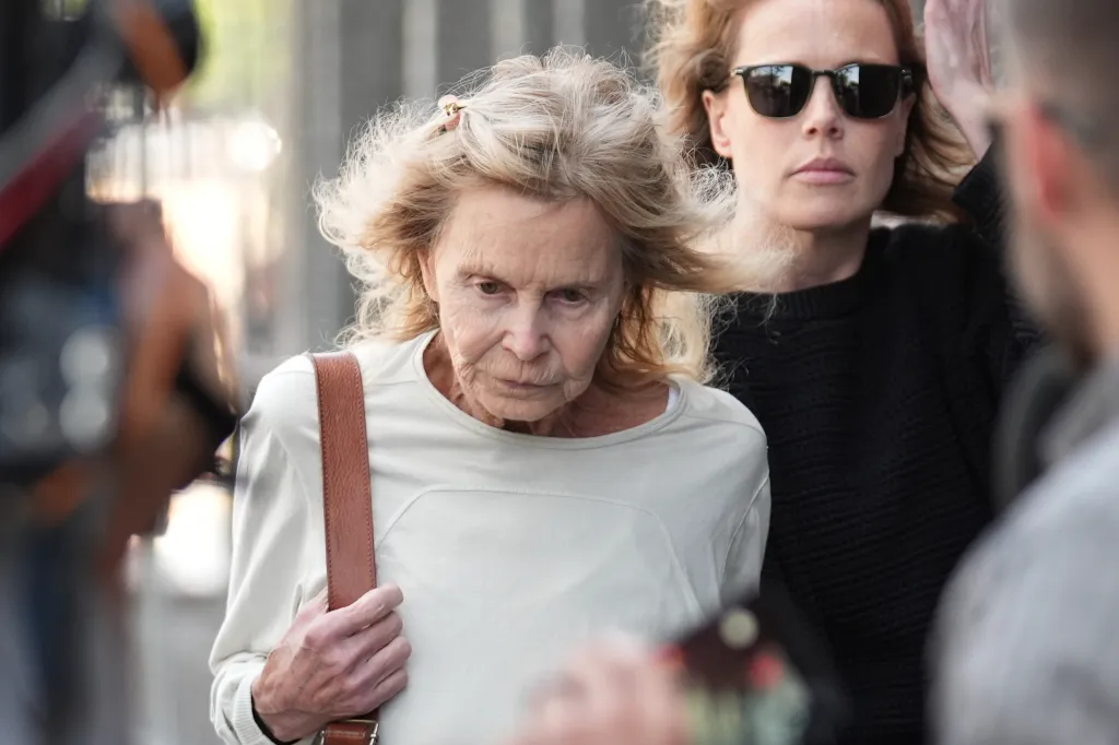 Suzanne Morrison, mother of Matthew Perry, leaves a Los Angeles court.