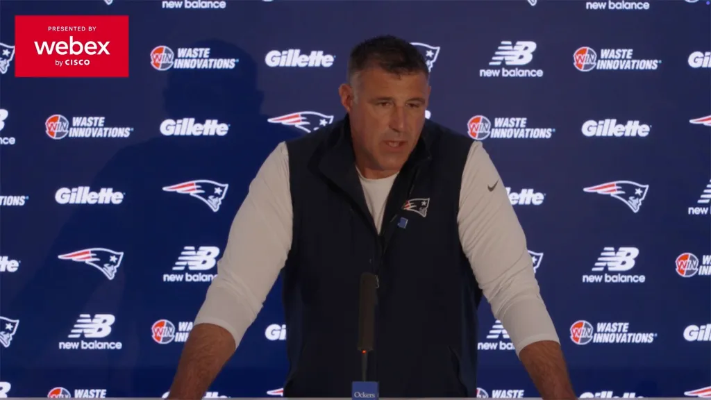 Head Coach Mike Vrabel at a press conference.