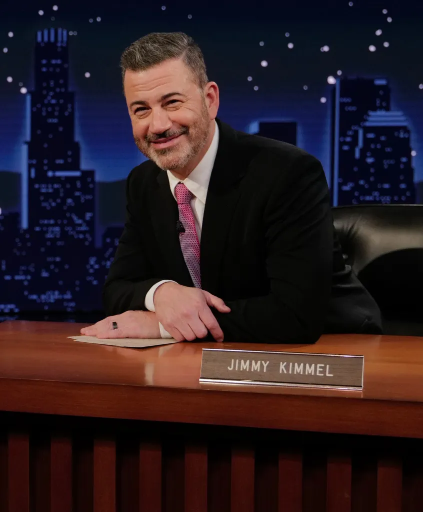 Jimmy Kimmel sits at his desk on "Jimmy Kimmel Live!"