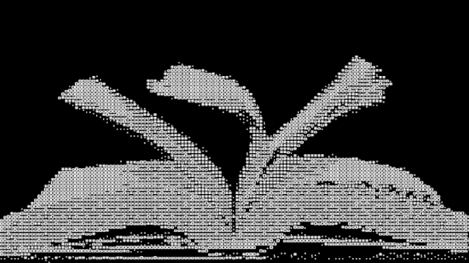 An animation of a book rapidly flipping pages