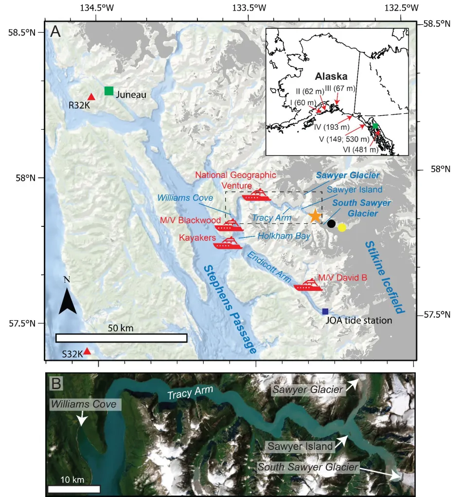 The 1,578-foot megatsunami tore through a scenic Alaskan waterway 45 miles south of Juneau.