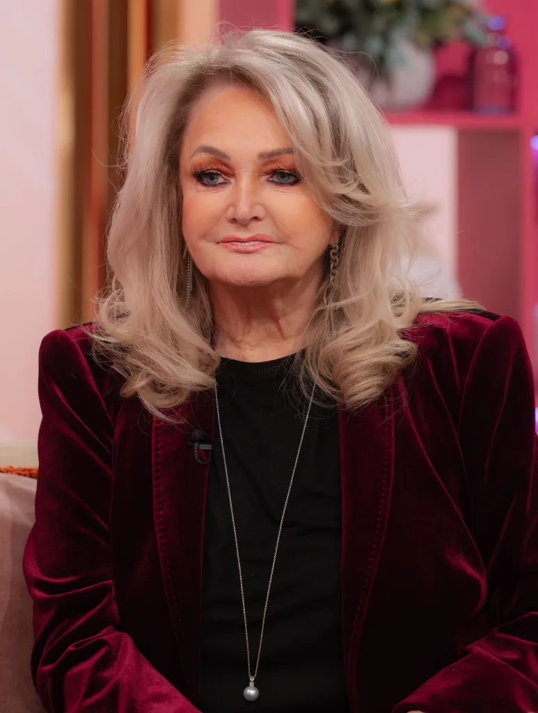Bonnie Tyler in a velvet jacket.