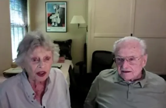 William Daniels and Bonnie Bartlett on a video call.