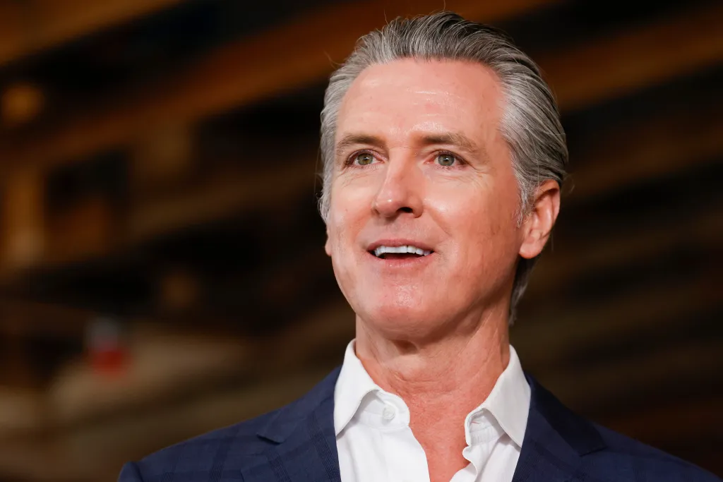 Close-up of California Governor Gavin Newsom speaking.
