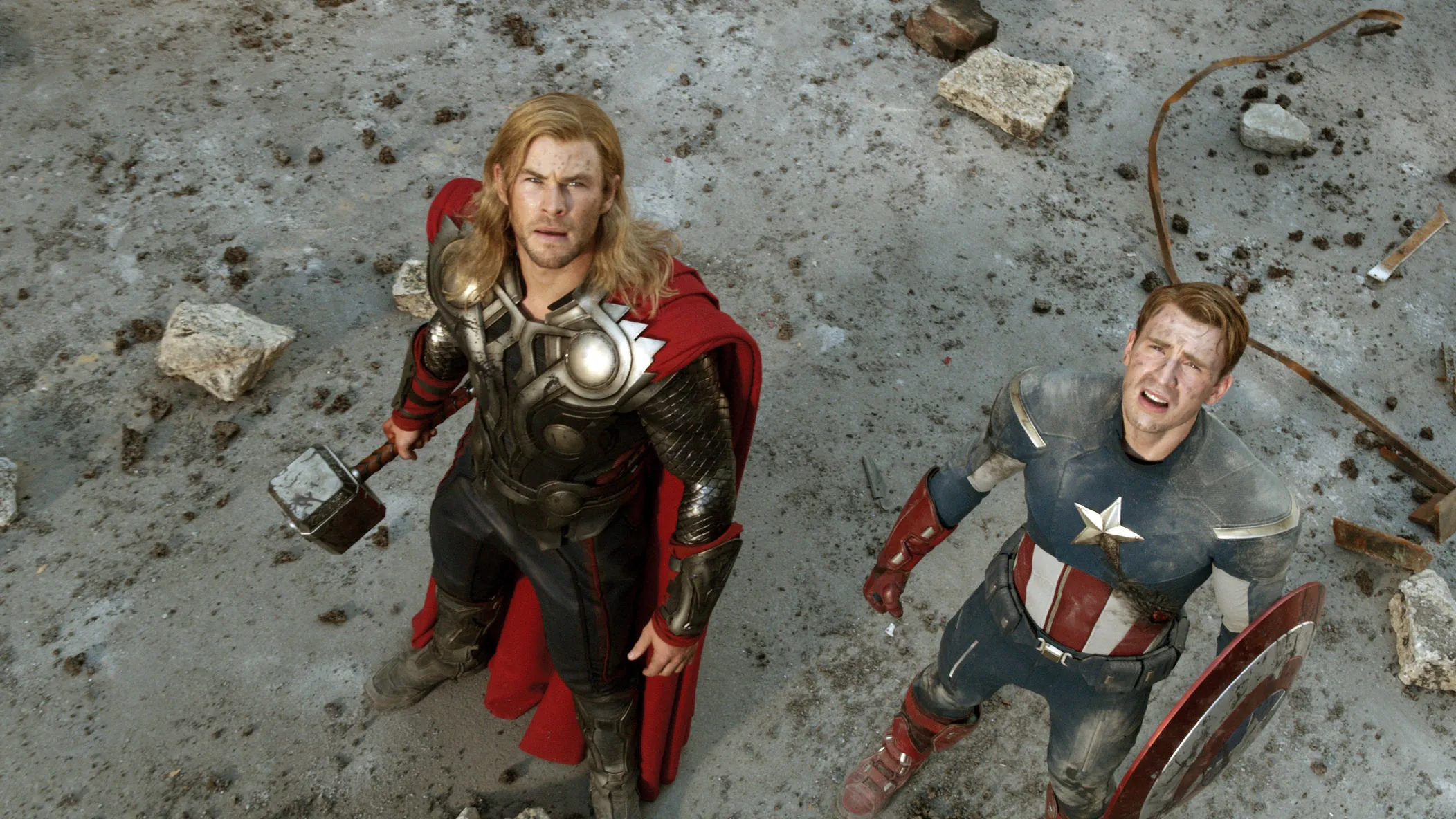 Chris Hemsworth, Chris Evans in "The Avengers"