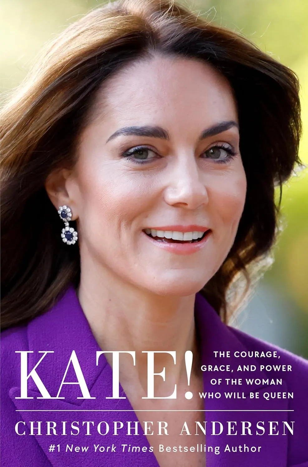 Book cover for "Kate!" by Christopher Andersen, featuring a smiling Kate Middleton.