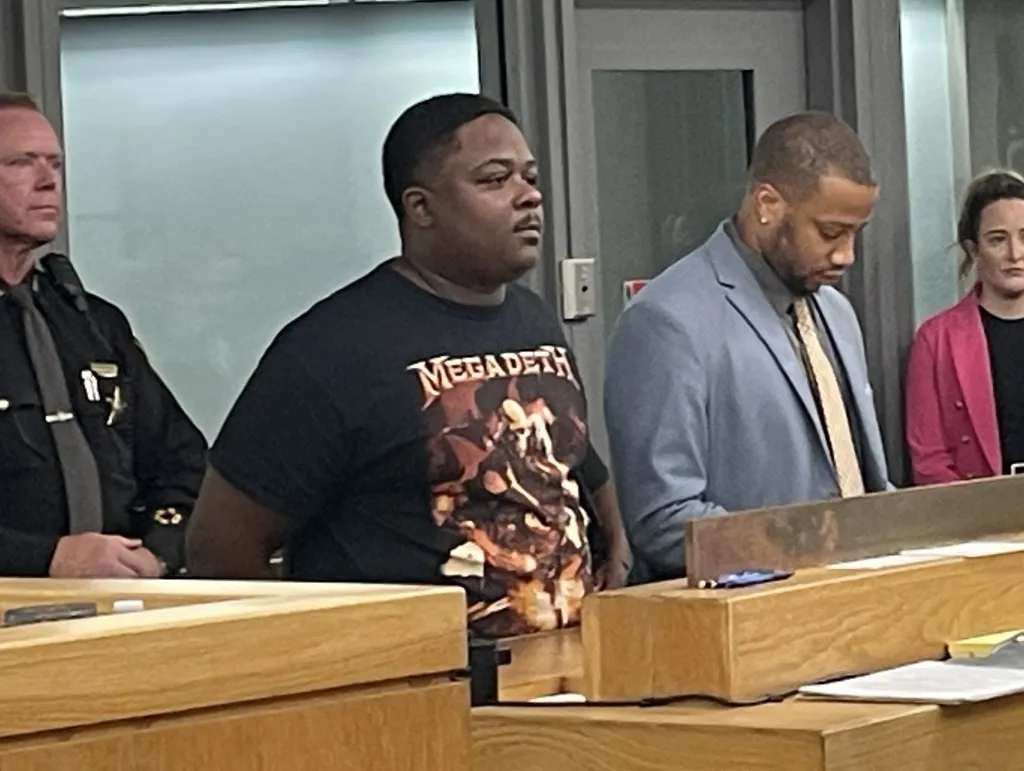 Gregory Wright stands during his court appearance in Cincinnati, Ohio, on Aug. 12, 2025.