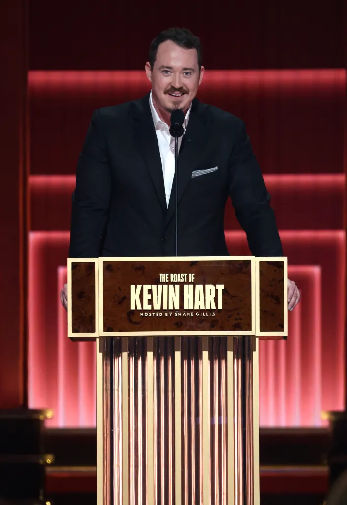 Shane Gillis hosting "The Roast of Kevin Hart" at the Netflix Is A Joke Festival.