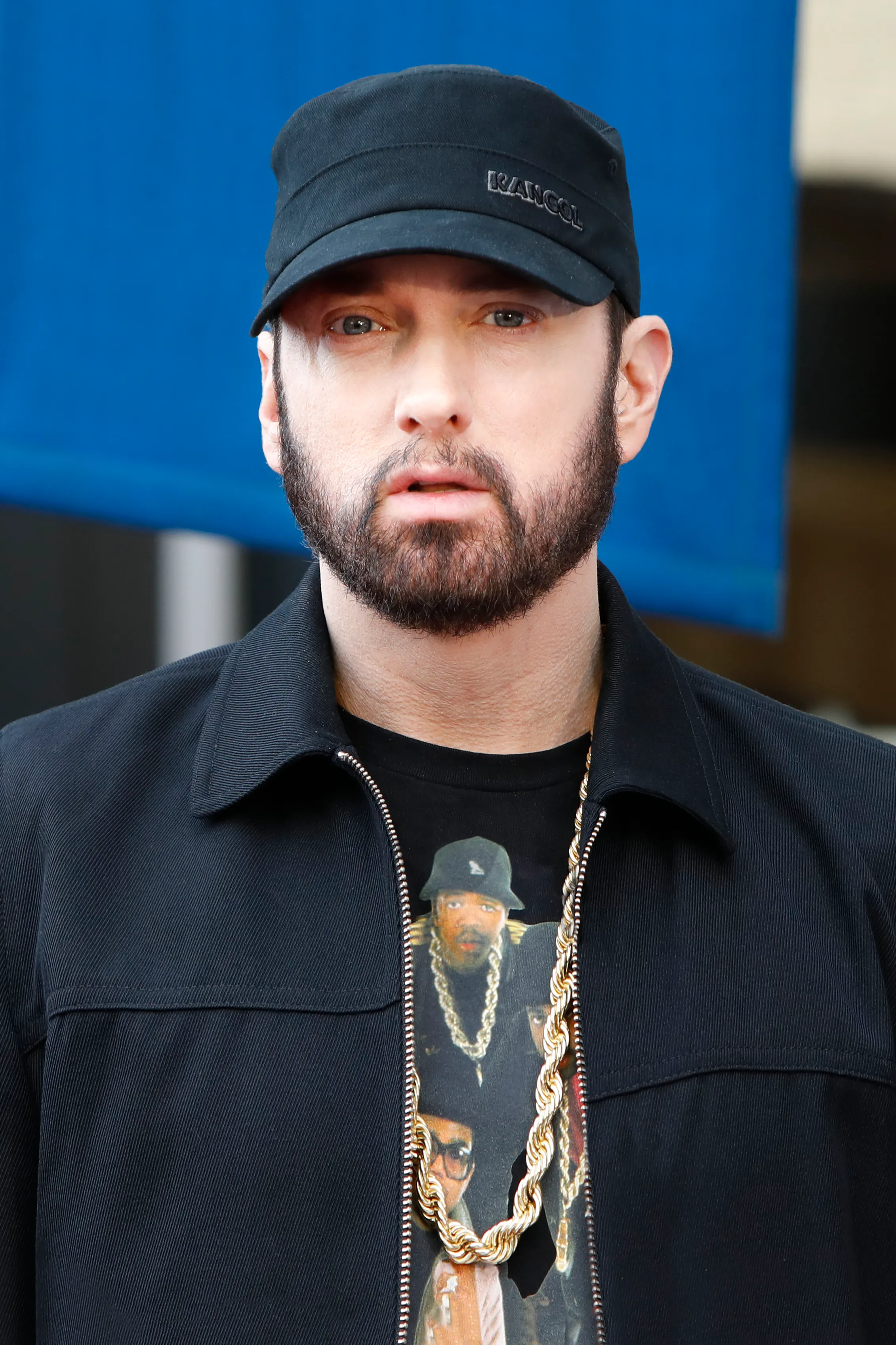 Eminem a.k.a. Marshall Bruce Mathers III attends a ceremony honoring Curtis "50 Cent" Jackson with a star on the Hollywood Walk of Fame on January 30, 2020 in Hollywood, California.