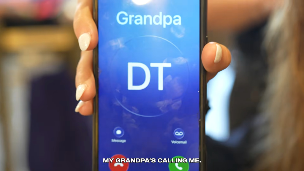 Someone's phone showing an incoming call from