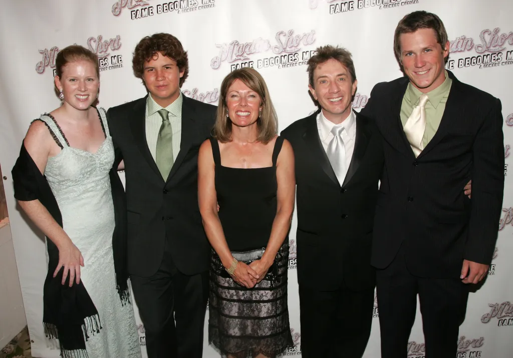 Katherine Short, Henry Short, Nancy Short, Martin Short, and Oliver Short smiling at the after party for "Martin Short: Fame Becomes Me."
