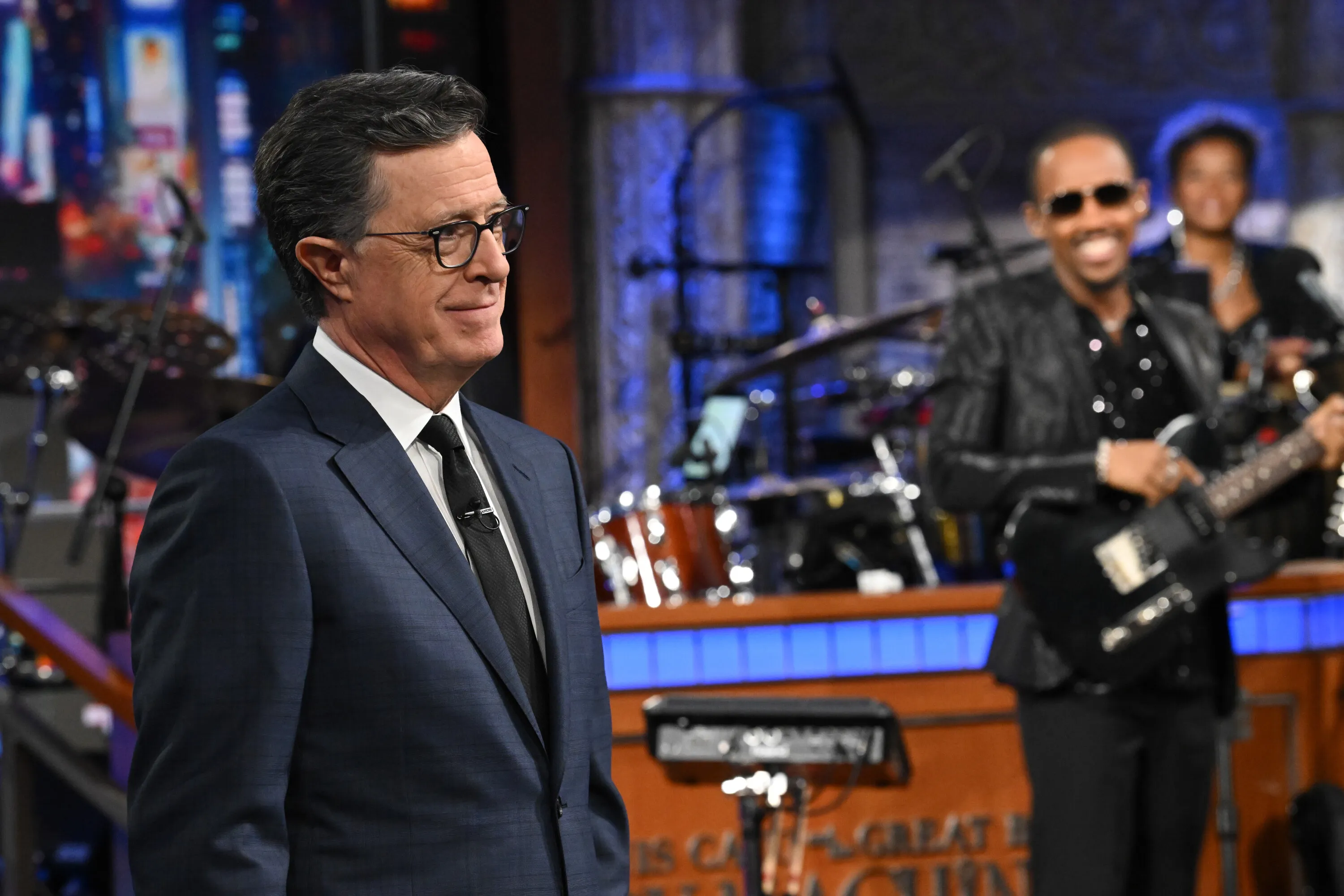 Stephen Colbert on stage during "The Late Show with Stephen Colbert."