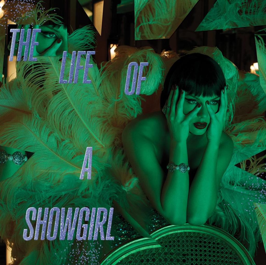 A showgirl in green lighting, with glittery text "THE LIFE OF A SHOWGIRL".