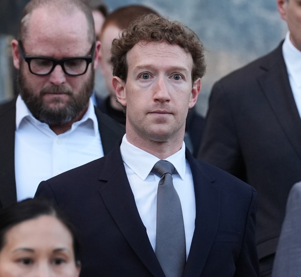 Meta CEO Mark Zuckerberg leaves after testifying in a landmark trial over whether social media platforms deliberately addict and harm children.