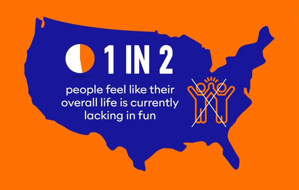 Illustration of 1 in 2 Americans feeling a lack of fun.