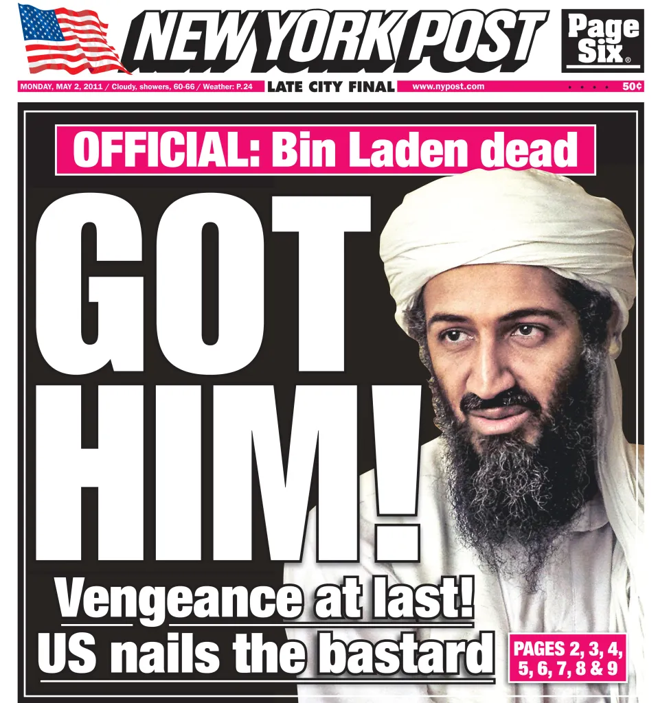 Bin Laden front page of the ny post after bin laden was killed