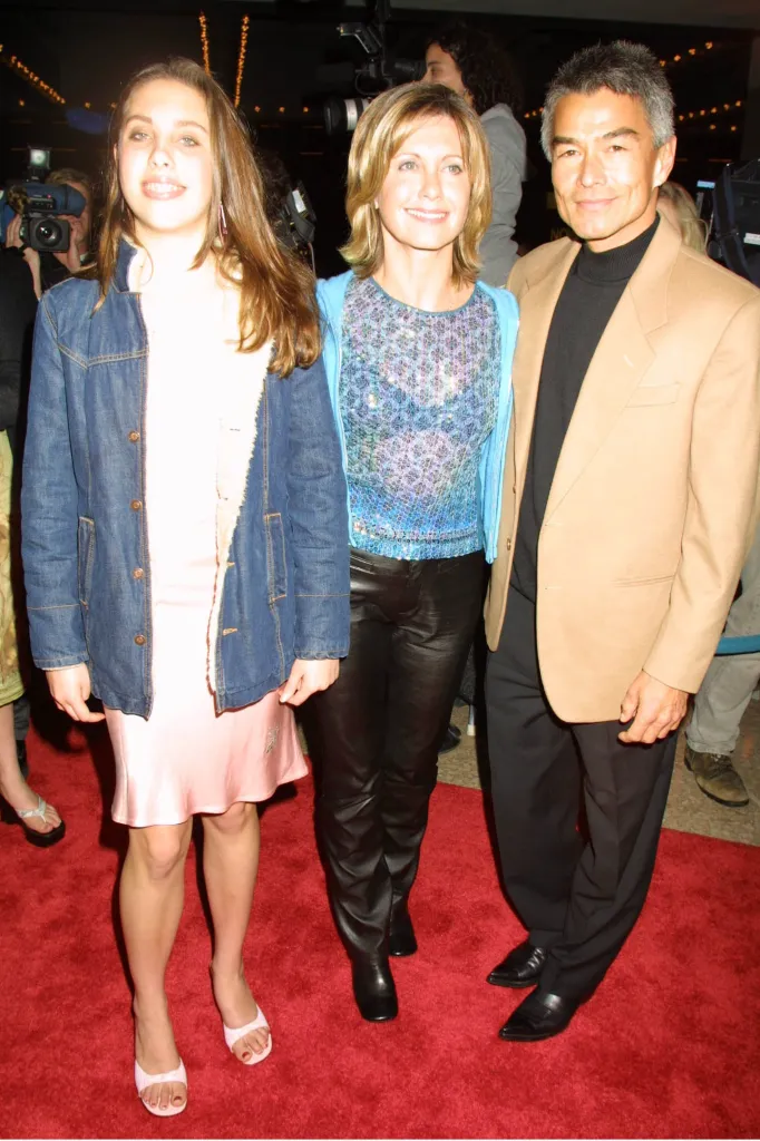 Olivia Newton-John with daughter Chloe and Patrick Kim McDermott at Mamma Mia! New York Opening Night.
