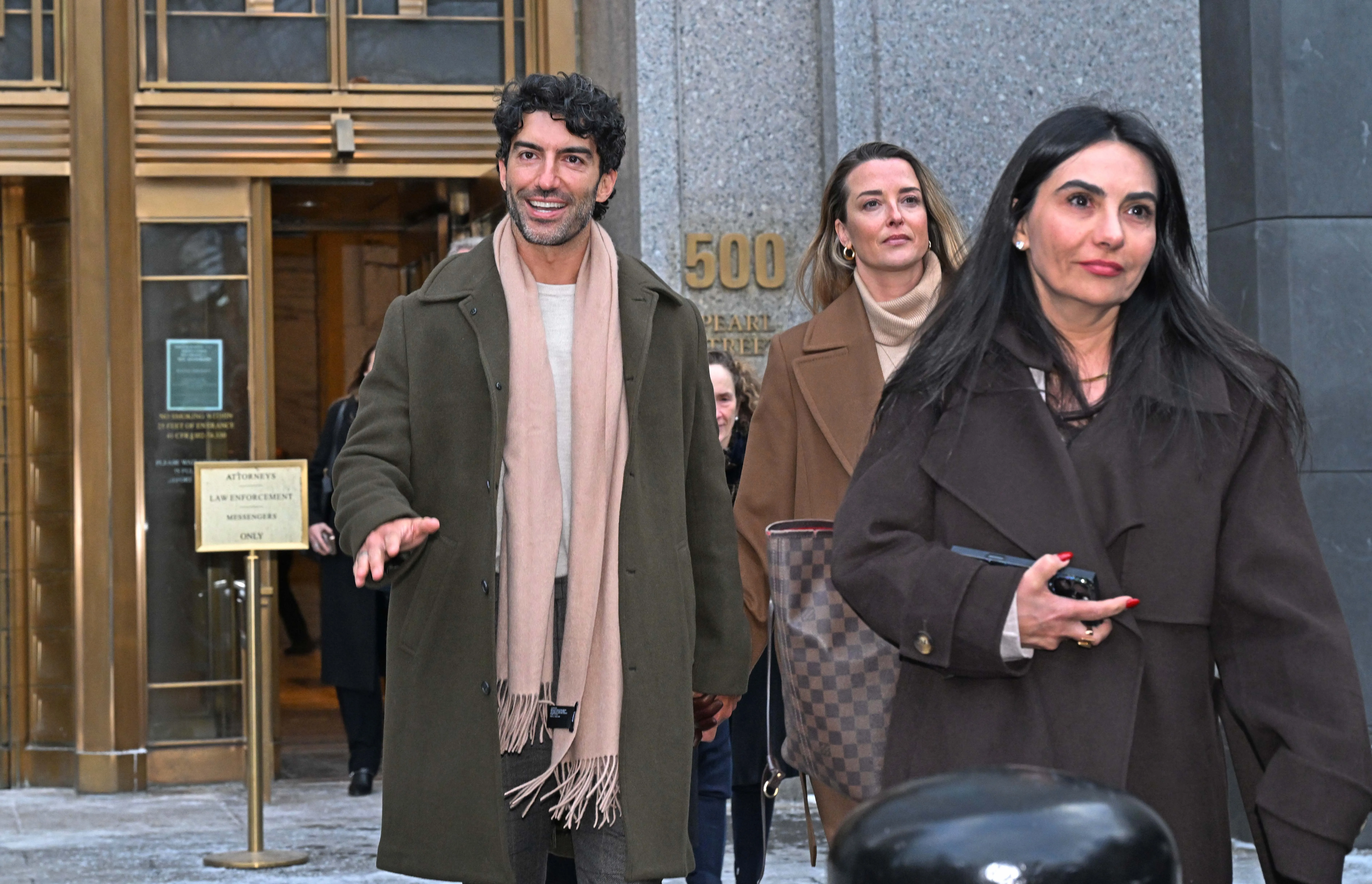 Justin Baldoni (pictured) leaves federal court after a settlement conference regarding his case against Blake Lively.