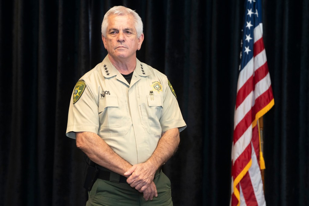 Pima County Sheriff Chris Nanos at a press conference.