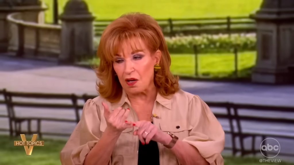 Joy Behar gesturing while speaking on "The View."