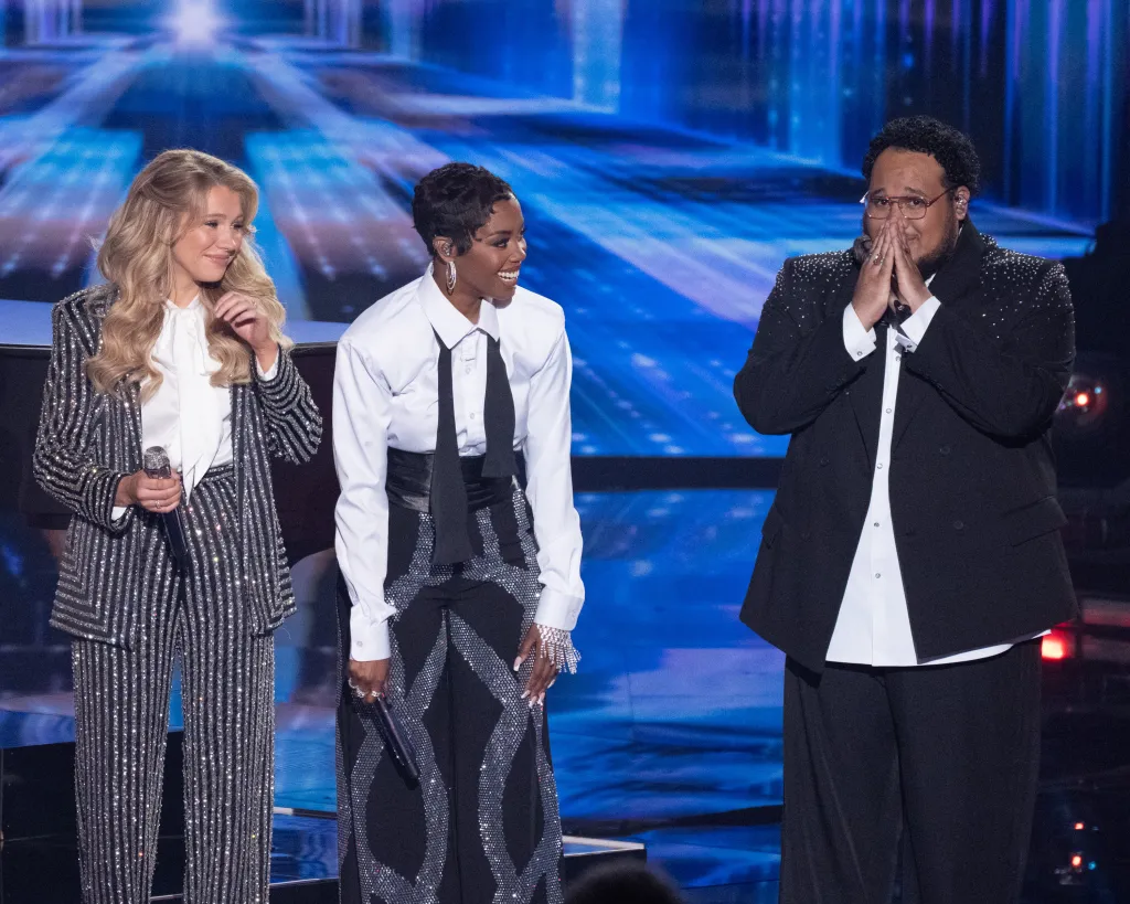 Hannah Harper, Keyla Richardson, and Jordan McCullough on stage during the "American Idol" finale.