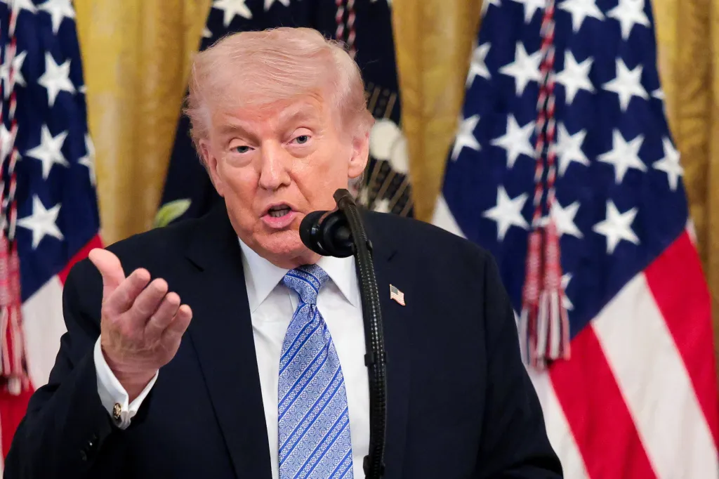 President Donald Trump speaking at a Small Business Summit at the White House.