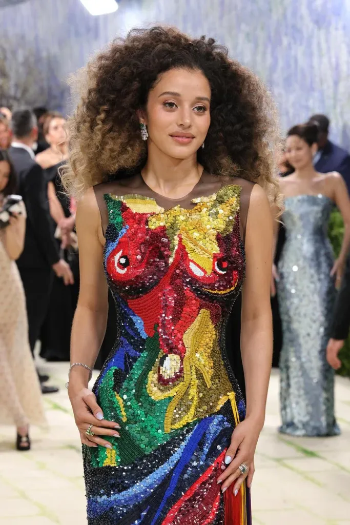 Chase Infiniti wearing a Thom Browne dress inspired by the Venus de Milo sculpture. Source: Getty