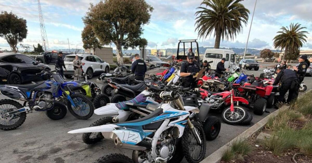 Police trap horde of riders on dirt bikes, ATVs on Bay Bridge following unruly street takeovers