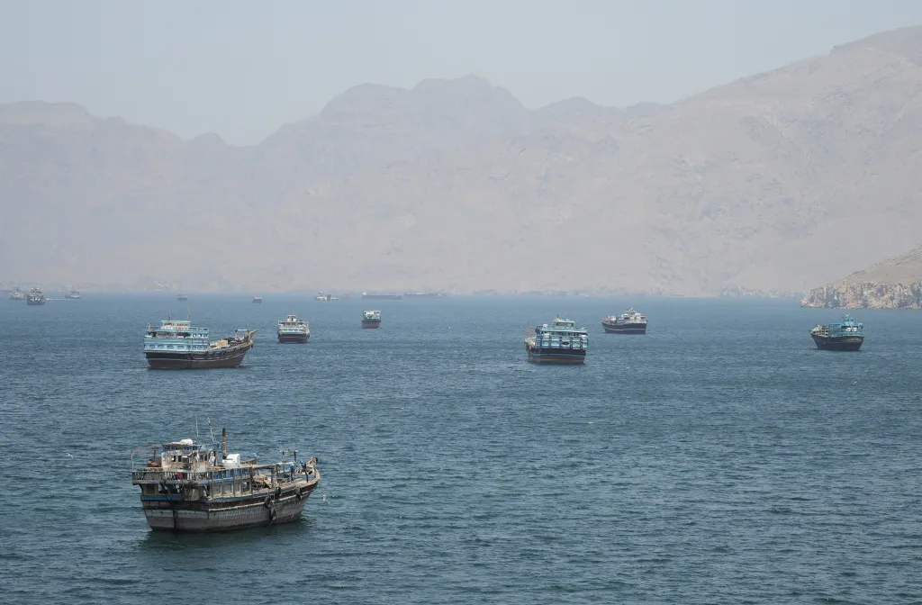 Vessels in the Strait of Hormuz, Musandam.