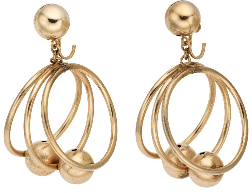 Pair of Marilyn Monroe's triple-hoop pendant earrings.