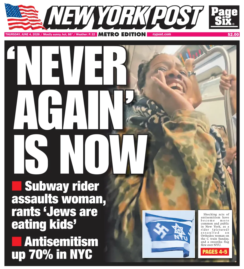 New York Post front page with headline 