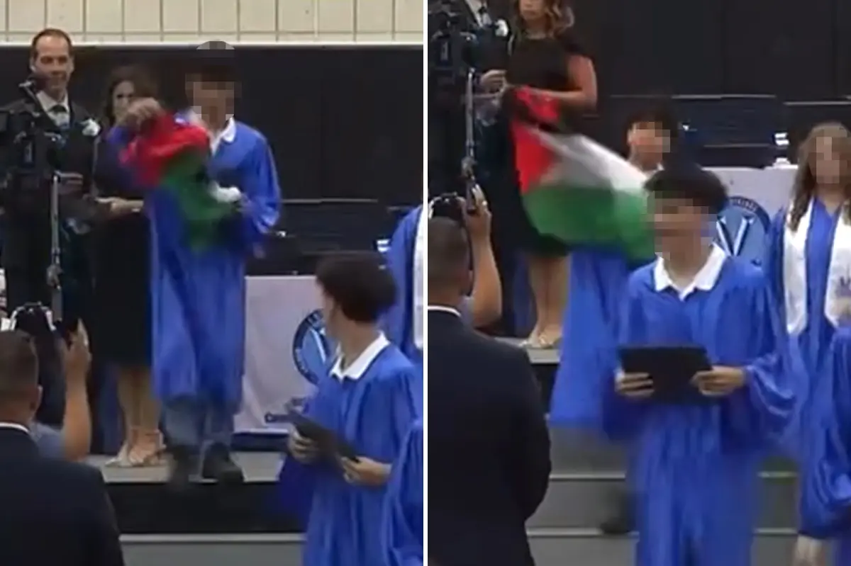 Outrage after 8th-grader waves Palestinian flag at graduation; DOE mum
