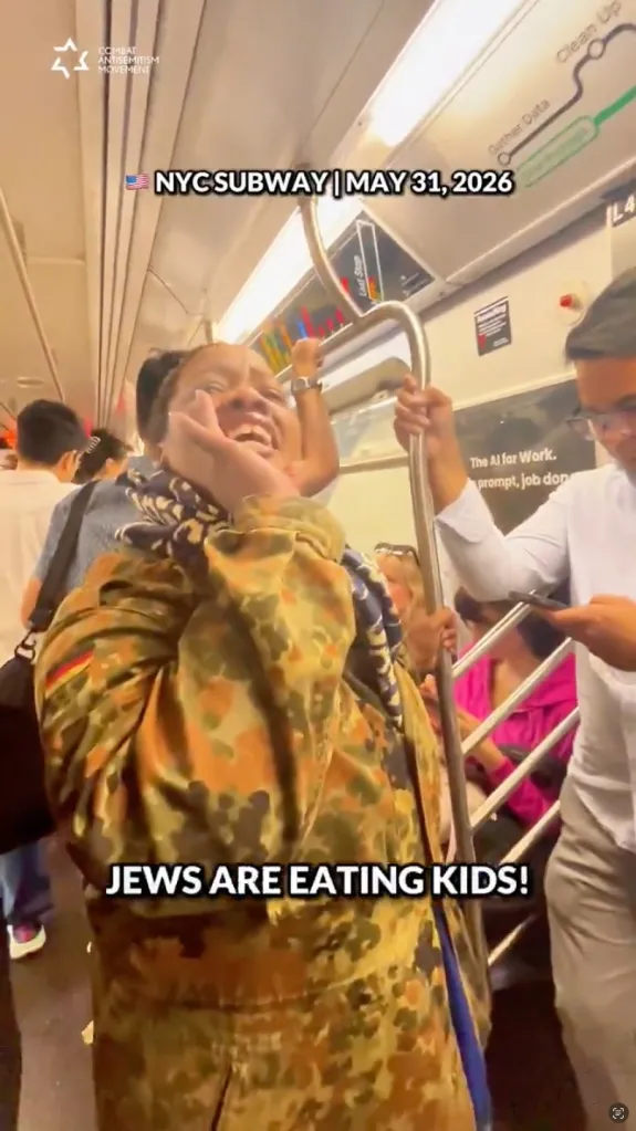A woman on an NYC subway yelling "Jews are eating kids!"