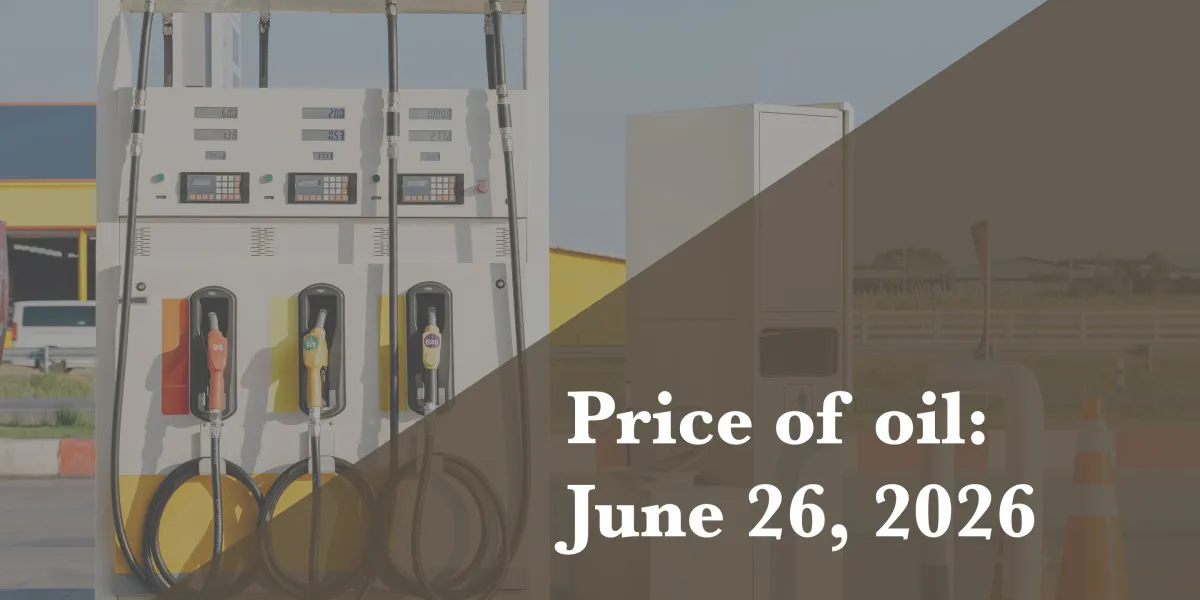 Current price of oil as of June 26, 2026