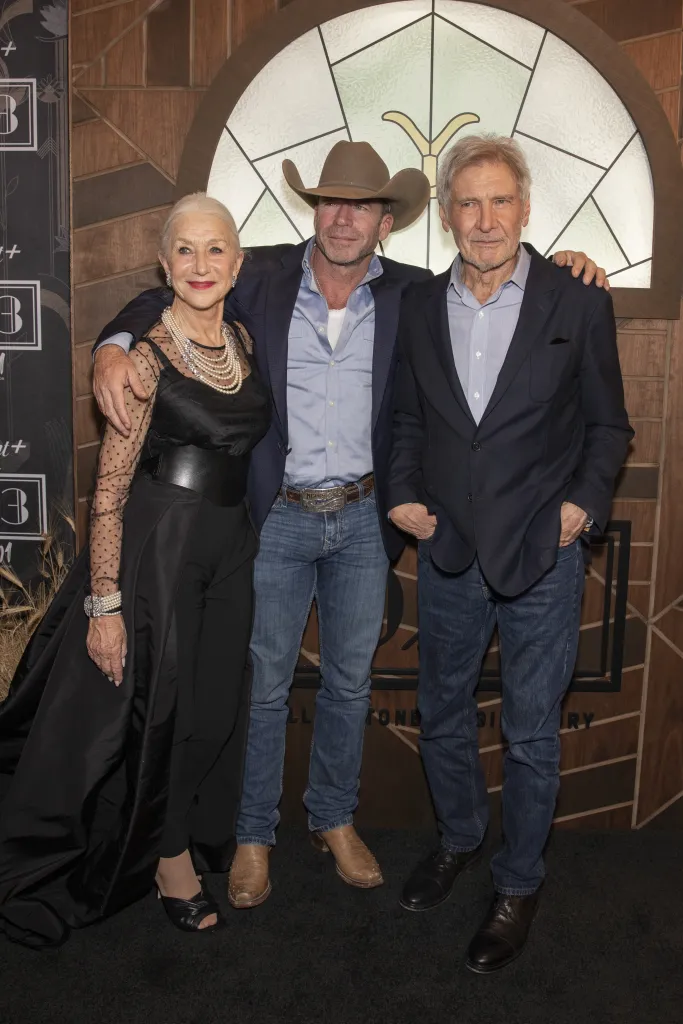 Helen Mirren, Taylor Sheridan, and Harrison Ford attend the "1923" Las Vegas Premiere.
