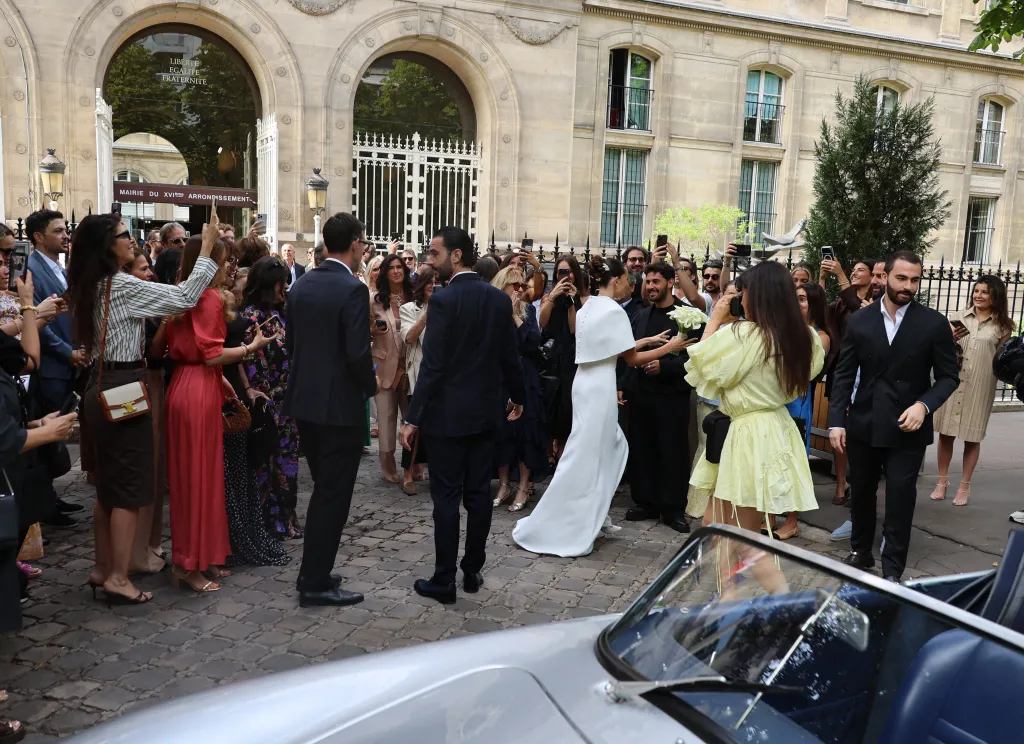 Blondeau and her husband at their wedding venue in Paris. 