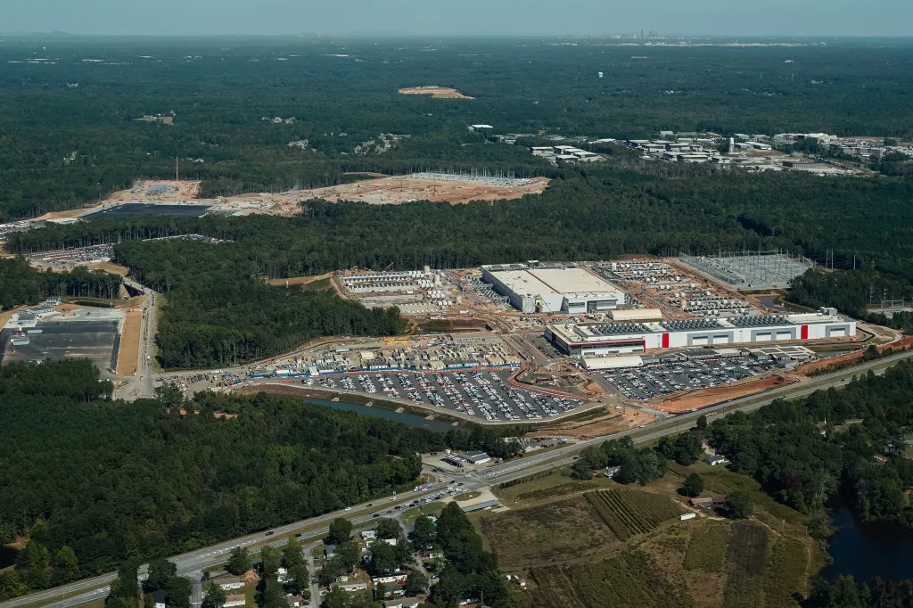 Aerial view of the QTS data center complex under development in Fayetteville, Georgia.