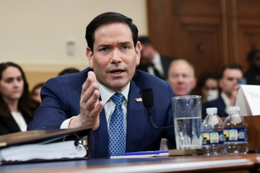 U.S. Secretary of State Rubio testifying at a U.S. House Foreign Affairs Committee hearing.