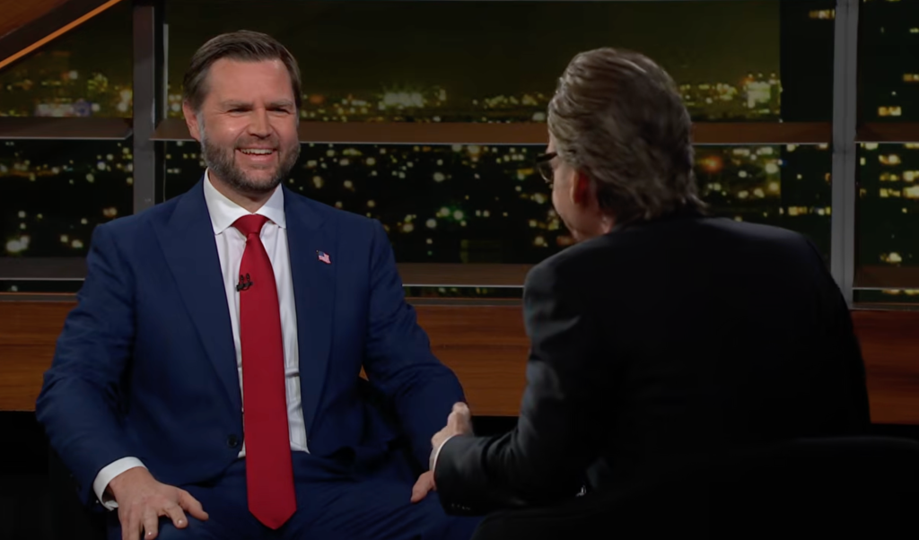Vice President JD Vance talks with Bill Maher during an appearance on "Real Time" on June 26, 2026.