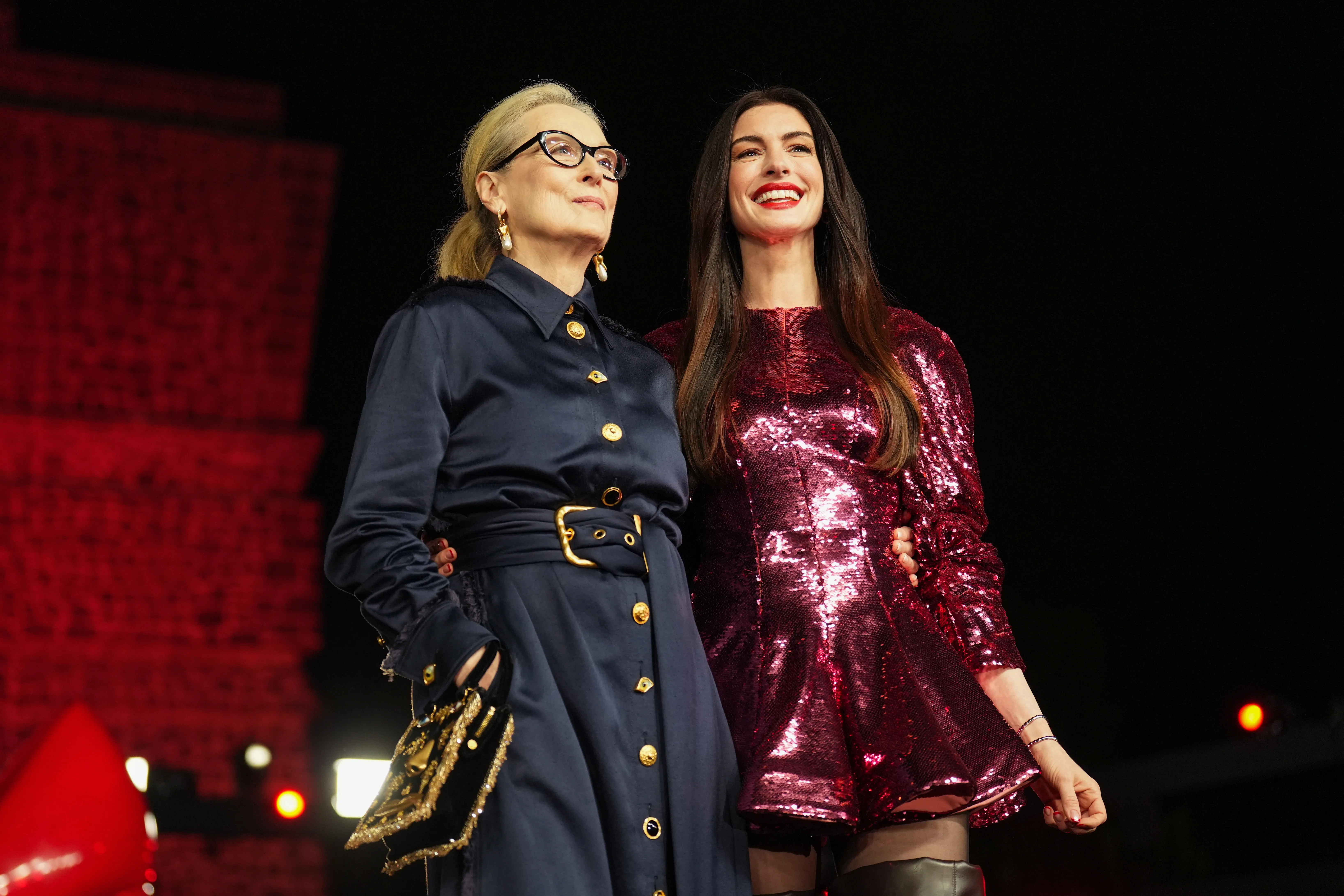 Anne Hathaway and Meryl Streep at the red carpet premiere for "The Devil Wears Prada 2."