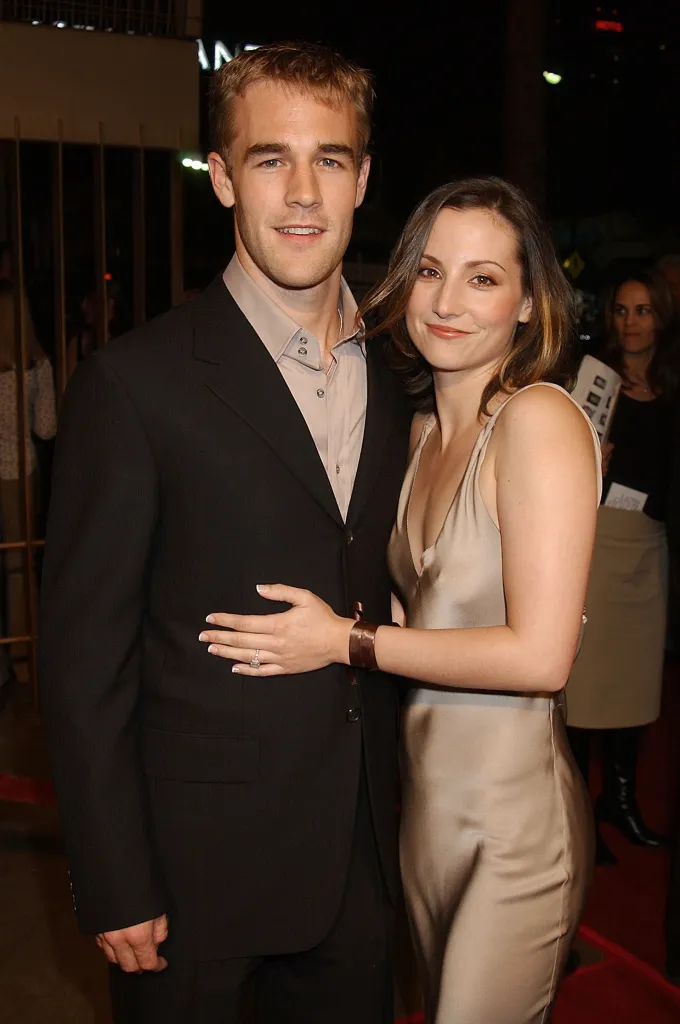 James Van Der Beek and Heather McComb posing for a photo at "The Rules of Attraction" Premiere.